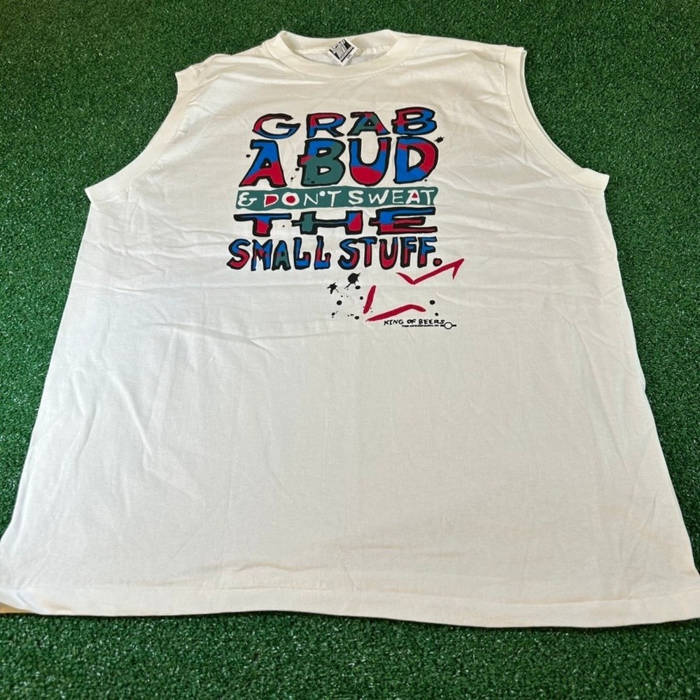 L.A. Sportswear Budweiser Tank Top Graphic Vintage 90s Beer White Mens 2XL XXL